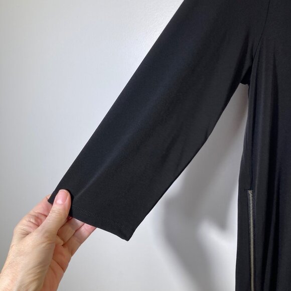 Womens Chicos Side Zippers Round Neck Top Black M Polyester Spandex - Picture 5 of 9